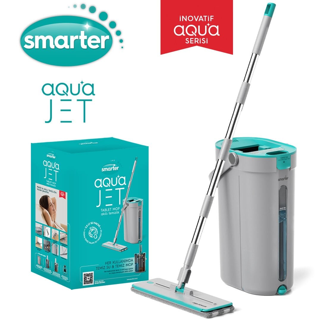 SMARTER Aqua Jet Temiz & Kirli Suyu Ayırma Özelliği Tablet Mop Temizlik Seti Paspas